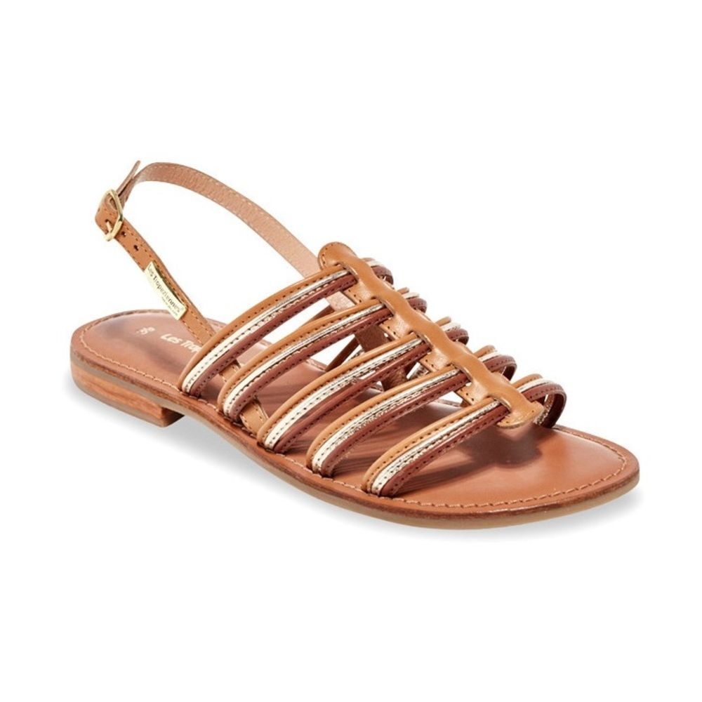 Les Tropeziennes Idaya Women’s Gladiator Sandals Tan and Gold Women’s Size 39
